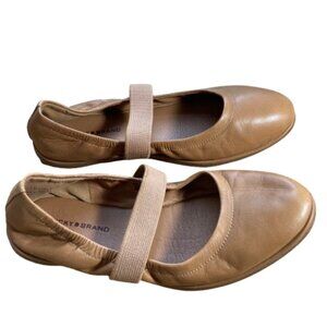Lucky Brand "Walnen" Mary Jane Leather Medium Tan Flats Balletcore Cottage  sz 8